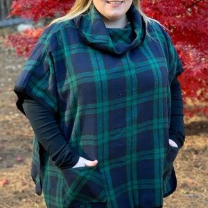 Kori America | Cozy Green Plaid Poncho